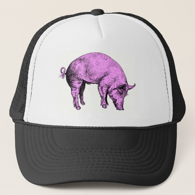 Gorra De Camionero Cerdo rosado gordo grande (Anverso)