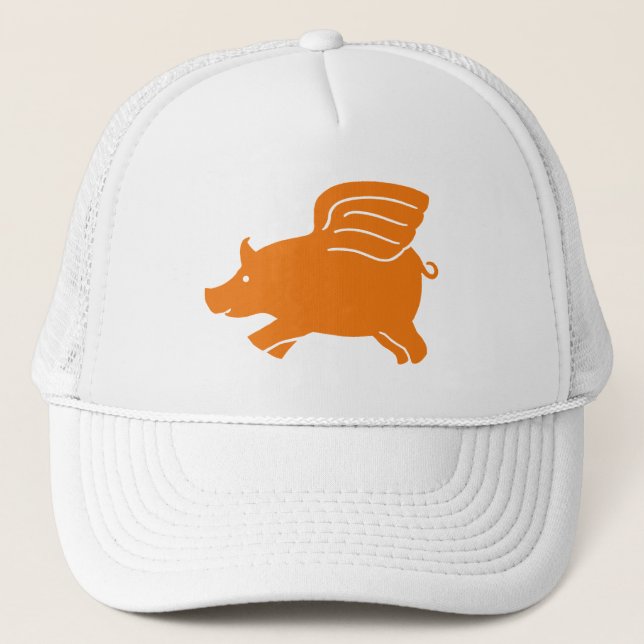 Gorra De Camionero Cerdo volador - Naranja (Anverso)