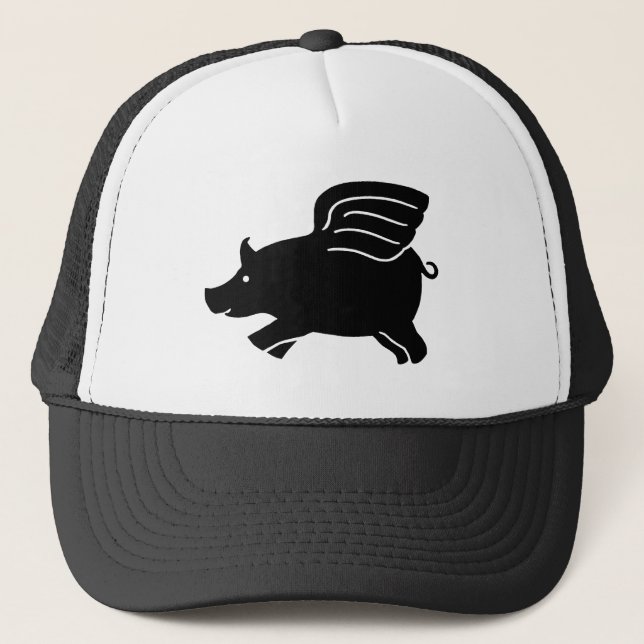 Gorra De Camionero Cerdo volador - Negro (Anverso)