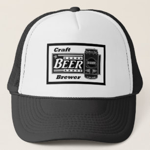 Gorra De Camionero Cervecería de artesanía - lata blanca y negra co