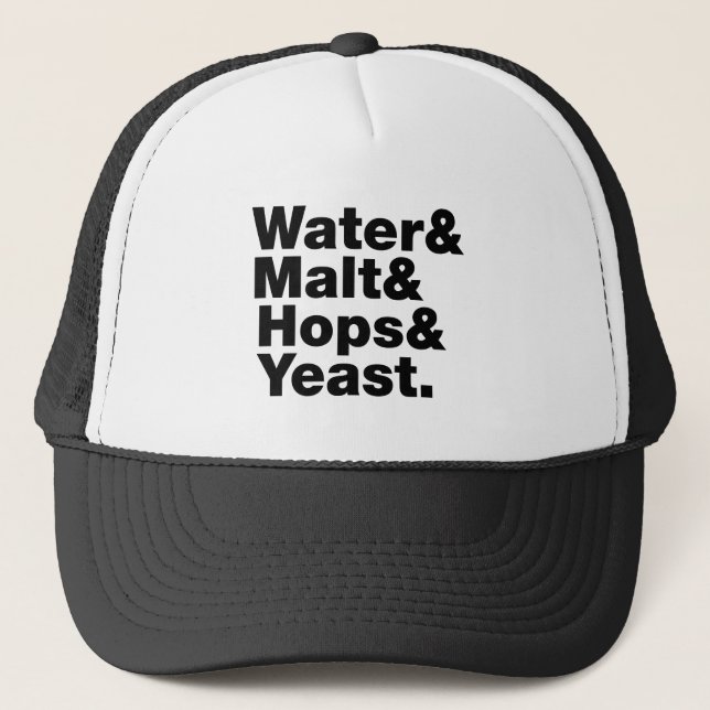 Gorra De Camionero Cerveza = Agua y Malta, copas y levadura. (Anverso)