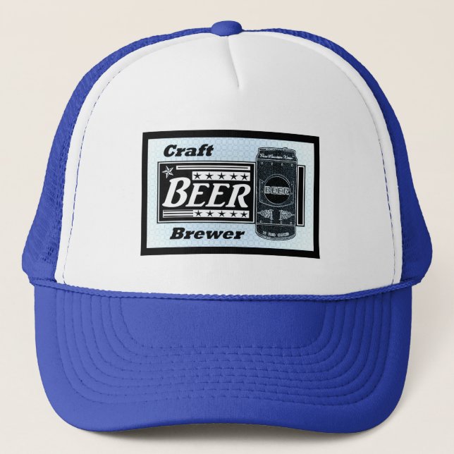 Gorra De Camionero Cerveza de artesanía - Estrellas Blue Black & Whit (Anverso)