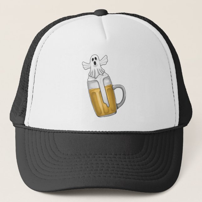 Gorra De Camionero Cerveza de Halloween Fantasma  (Anverso)
