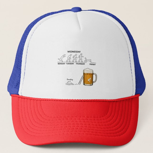 Gorra De Camionero Cerveza divertida Workweek Evolution (Anverso)