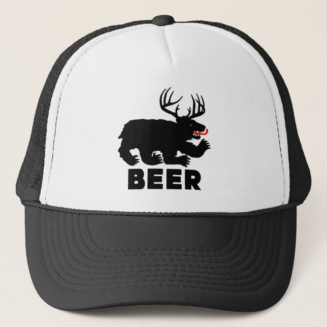 Gorra De Camionero Cerveza -- Oso + Ciervos (Anverso)