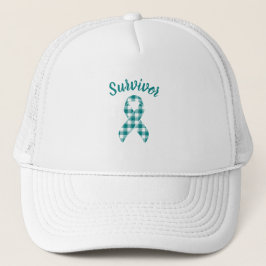 Gorra De Camionero Cervical Cancer Awareness Plaid Teal Survivor