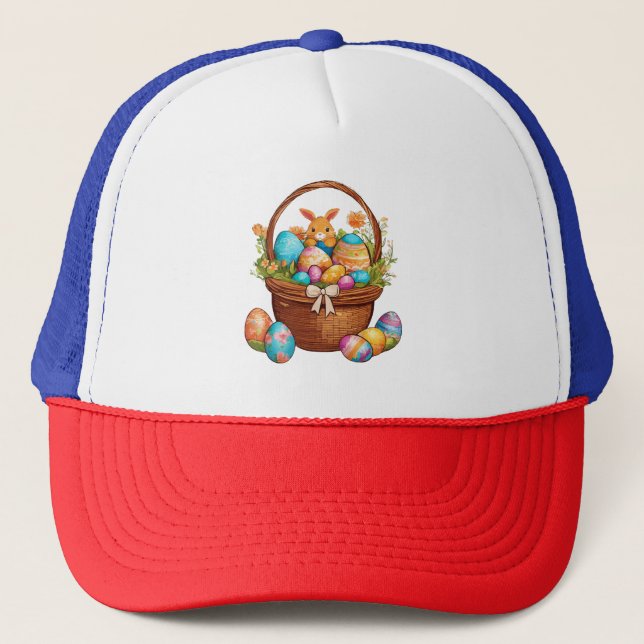 Gorra De Camionero Cesta de conejo de Pascua (Anverso)