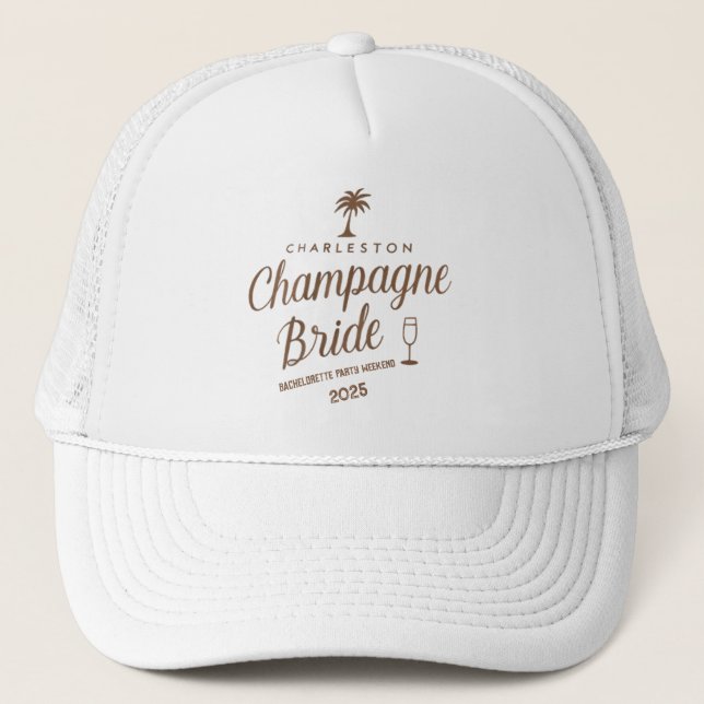 Gorra De Camionero Charleston Champagne Bride Bachelorette (Anverso)