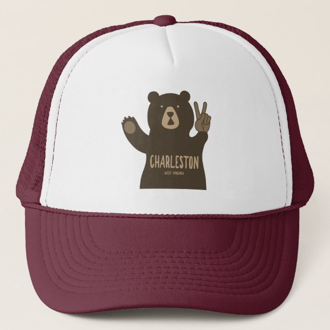 Gorra De Camionero Charleston West Virginia Peace Bear (Anverso)