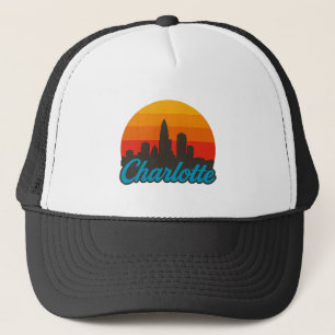 Gorra De Camionero Charlotte Skyline Retro Sunset - Vintag de la Ciud