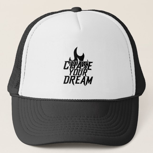 Gorra De Camionero Chase Your Dream Black and White Trucker Hat  (Anverso)