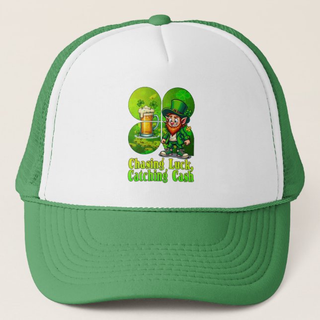 Gorra De Camionero Chasing Luck Catching Cash St Patrick’s Day - boné (Anverso)