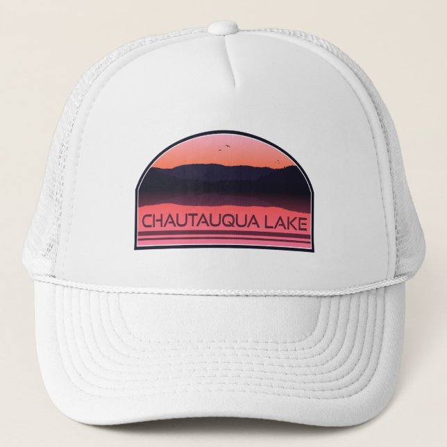 Gorra De Camionero Chautauqua Lake New York Red Sunrise (Anverso)