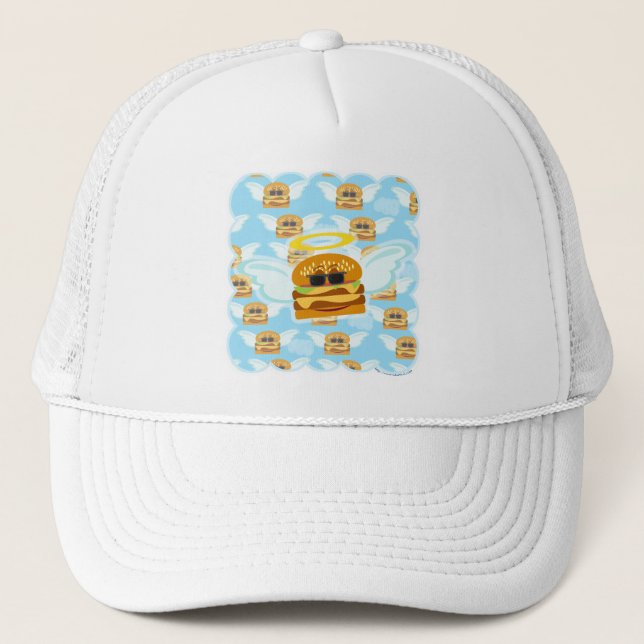 Gorra De Camionero Cheeseburger Heaven Fun Sky Food Toon (Anverso)