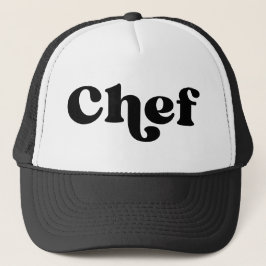 Gorra De Camionero Chef retro negro y blanco