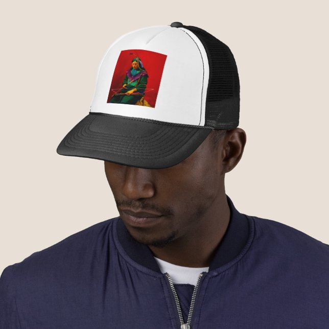 Gorra De Camionero Cherokee Native American Pop Art Trucker Hat (In situ)