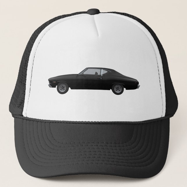 Gorra De Camionero Chevelle SS de 1969: acabado negro (Anverso)