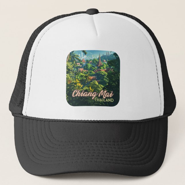 Gorra De Camionero Chiang Mai Tailandia Templos de Asia Montañas Vint (Anverso)