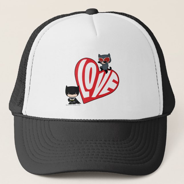 Gorra De Camionero Chibi Catwoman salta sobre Batman (Anverso)