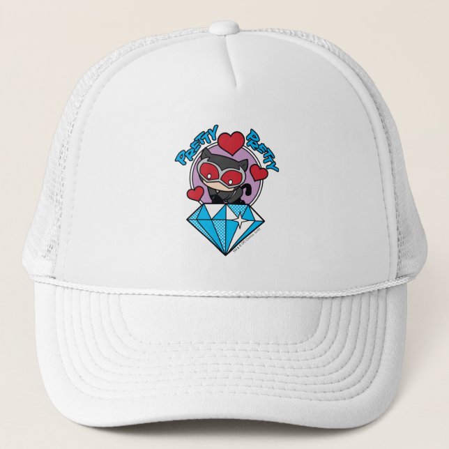 Gorra De Camionero Chibi Catwoman sentada encima del Diamante grande (Anverso)