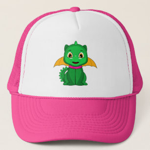 Gorra De Camionero Chibi Dragon Verde Y Naranja