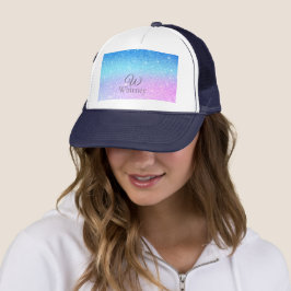 Gorra De Camionero Chic Purple Ombre Blue Glitter Modern             