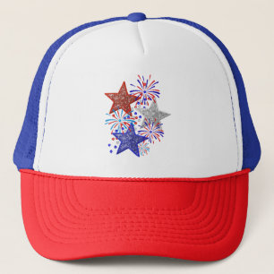 Gorra De Camionero Chica 4 de julio Mujeres Rojo Blanco Azul Estrella