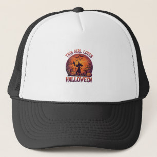 Gorra De Camionero Chica Ama Bruja De Halloween Calabazas Murciélagos