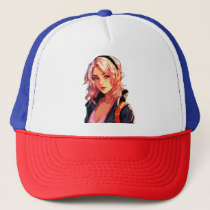 Gorra De Camionero Chica Anime Radiante: Hermoso Arte de Manga