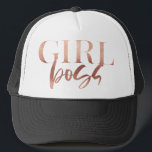 Gorra De Camionero Chica Boss | Rosa de color negro dorado |<br><div class="desc">CHICA BOSS - moderno,  divertido,  de moda y poderoso ***Para artículos adicionales de oficina de zazzle,  publicidad o merchandising para coincidir con este artículo,  por favor contáctenos a través del contacto de diseñador en nuestra página de inicio de zazzle.</div>