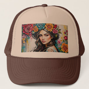 Gorra De Camionero Chica con Rosas y golpecitos Floral