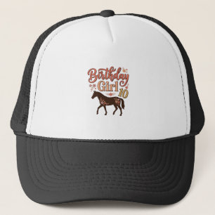 Gorra De Camionero Chica Cumpleaños 10 Caballo Diseño Vectorial Flora