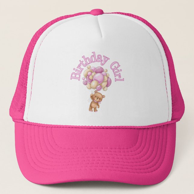 Gorra De Camionero Chica Cumpleaños Bear (Anverso)
