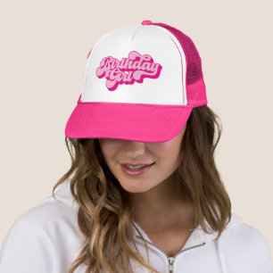 Gorra De Camionero Chica Cumpleaños Rosa Caliente Retro