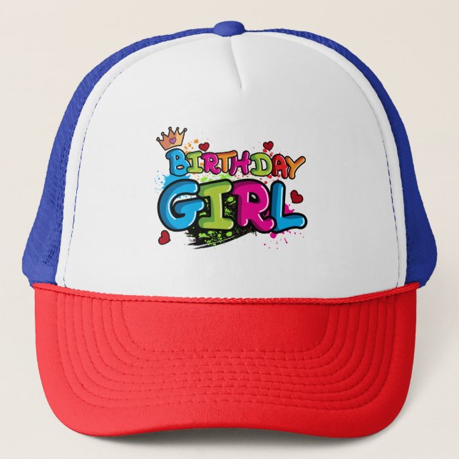 Gorra De Camionero Chica de cumpleaños (Anverso)