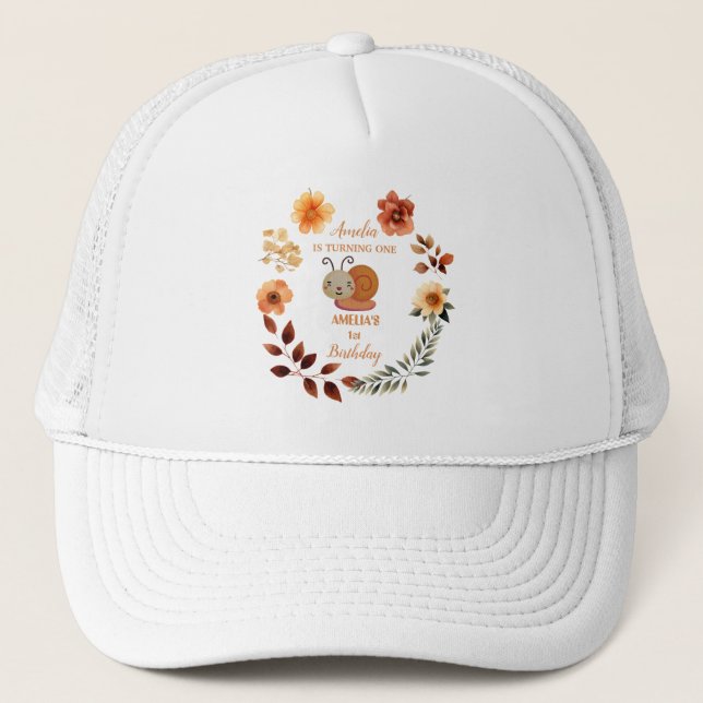 Gorra De Camionero Chica de flor silvestre personalizado de primer cu (Anverso)