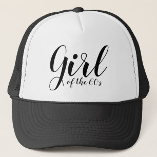 Gorra De Camionero Chica de la tipografía de los años 60 blanco negro