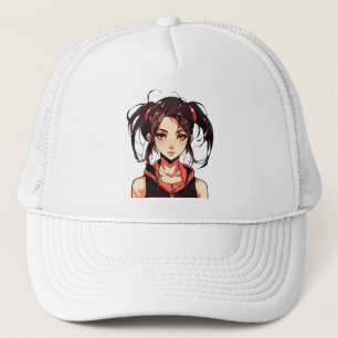 Gorra De Camionero Chica de Manga Encantadora: Ilustración Vectorial 