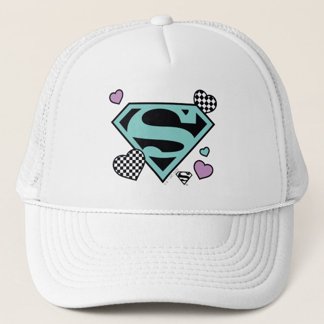Gorra De Camionero Chica de patinaje Supergirl Hearts S-Shield (Anverso)
