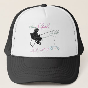 Gorra De Camionero Chica de Pesca lidia con el engranaje de pesca