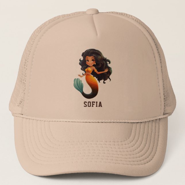 Gorra De Camionero Chica de sirena africana educada - Nombre personal (Anverso)