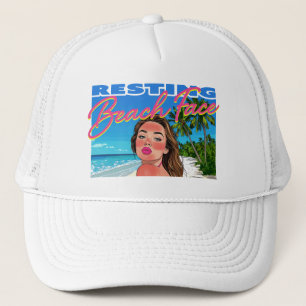 Gorra De Camionero Chica del Poster Resting Beach Face