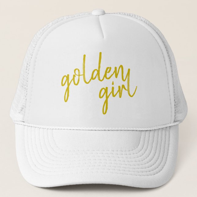Gorra De Camionero Chica dorado | Guión dorado moderno (Anverso)