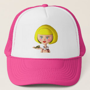 Gorra De Camionero Chica feliz con príncipe de rana