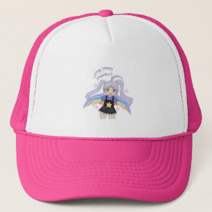 Gorra De Camionero Chica Feliz Ilustración Dibujada a Mano – Pequeña 
