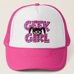Gorra De Camionero Chica friki de cuadros con gráfico