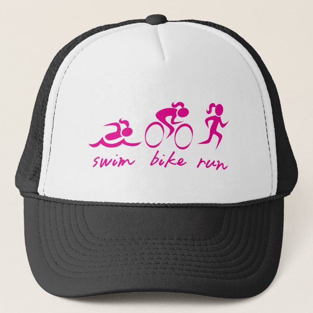Gorra De Camionero Chica funcionado con bici de la nadada tri (Anverso)