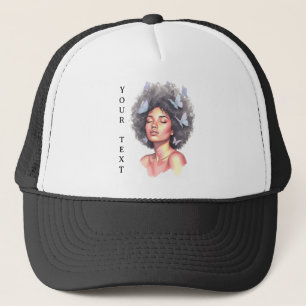 Gorra De Camionero Chica Negra Mariposa Minimalista Pastel Personaliz