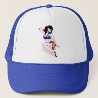 Gorra De Camionero CHICA Pinup de EE.UU. Cap Retro 4 de julio Pinup C