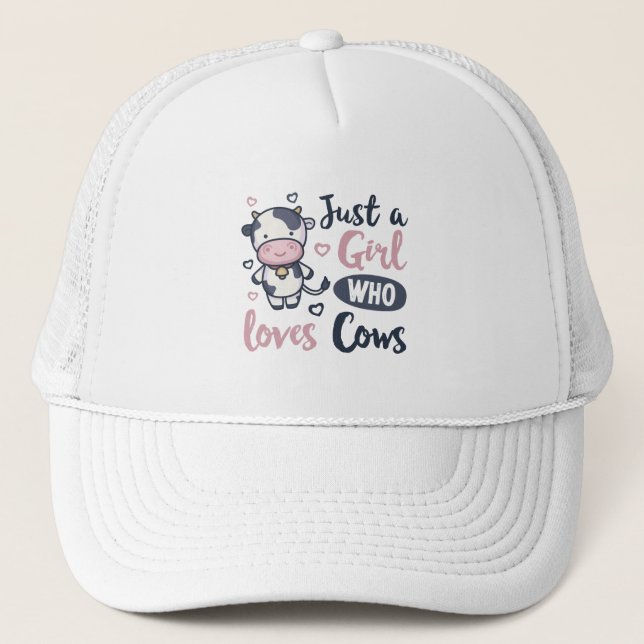 Gorra De Camionero Chica que ama el regalo de crianza de vacas (Anverso)
